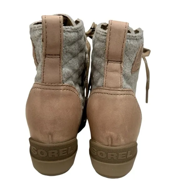 SOREL Women's Omega Taupe Evie II NW Lace Waterproof Wedge Bootie Size 8