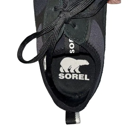 Sorel Women’s Ona 503 Low Sneakers Size 9 Black Leather Suede &amp; Textile Mix EUC