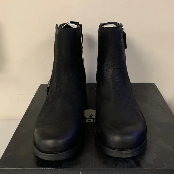 Sorel Women’s Size 8.5 Black Emelie Zip Waterproof Ankle Bootie Black NL…