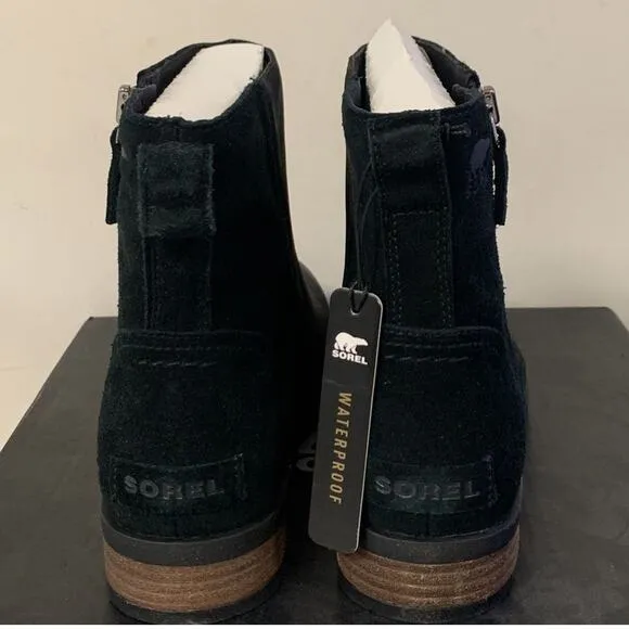 Sorel Women’s Size 8.5 Black Emelie Zip Waterproof Ankle Bootie Black NL…