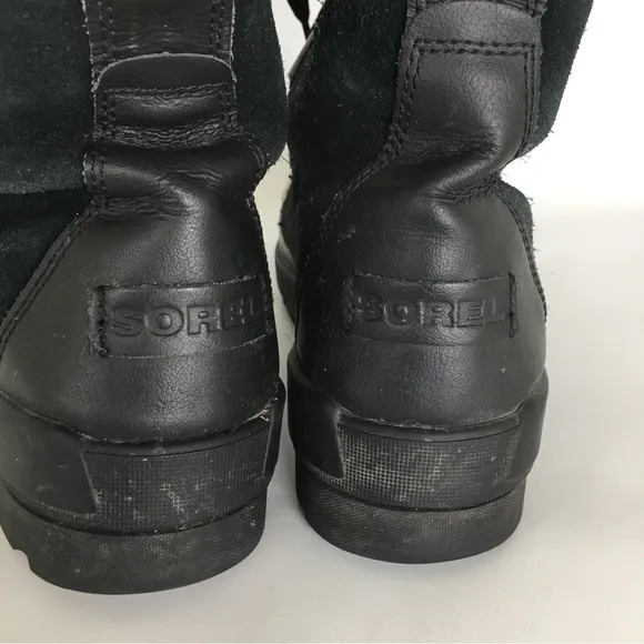 Sorel Women’s Waterproof Out Dry Boots Black Suede Faux Fur Lining Size 10.5