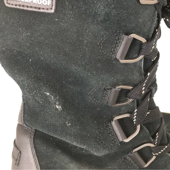 Sorel Women’s Waterproof Out Dry Boots Black Suede Faux Fur Lining Size 10.5
