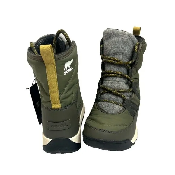 Sorel Womens Whitney Ii Short Lace Up Waterproof Boot Stone Green Winter Sz 9.5