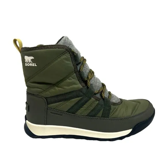 Sorel Womens Whitney Ii Short Lace Up Waterproof Boot Stone Green Winter Sz 9.5