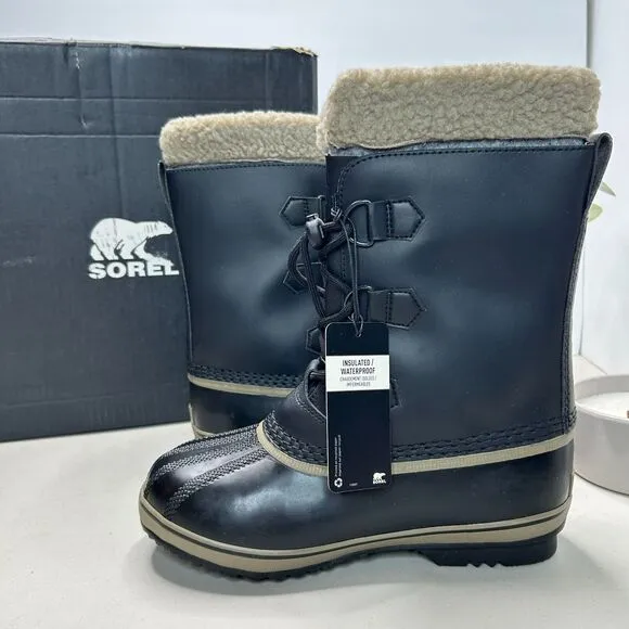 Sorel Yoot Pac TP Waterproof Boot Nylon Sherpa Black NY1963-013 Youth 5 Tried On
