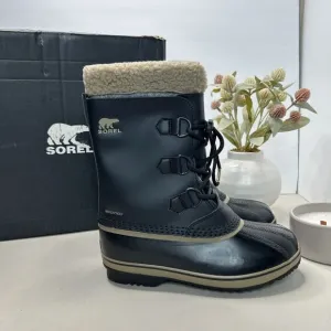 Sorel Yoot Pac TP Waterproof Boot Nylon Sherpa Black NY1963-013 Youth 5 Tried On