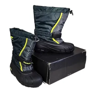 Sorel Youth Flurry Waterproof Snow Boots Spruce/Grill Kids Size 6 NEW