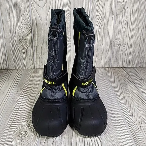 Sorel Youth Flurry Waterproof Snow Boots Spruce/Grill Kids Size 6 NEW