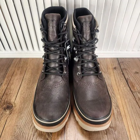 Sorel Caribou Street Waterproof Boots Mens Sz 8.5 Blackened Brown Leather Rain
