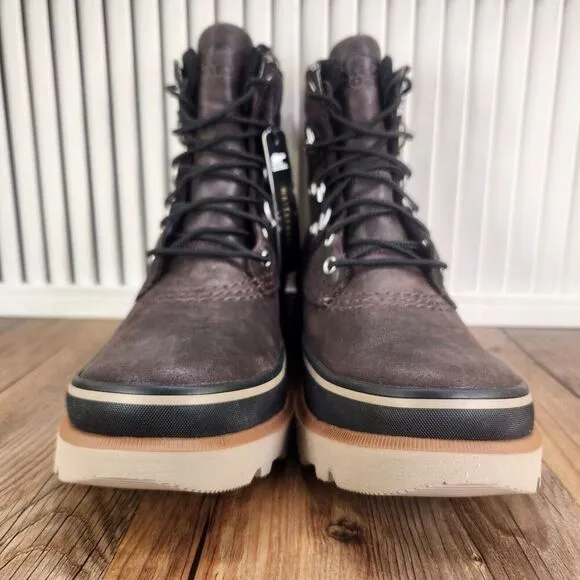 Sorel Caribou Street Waterproof Boots Mens Sz 8.5 Blackened Brown Leather Rain