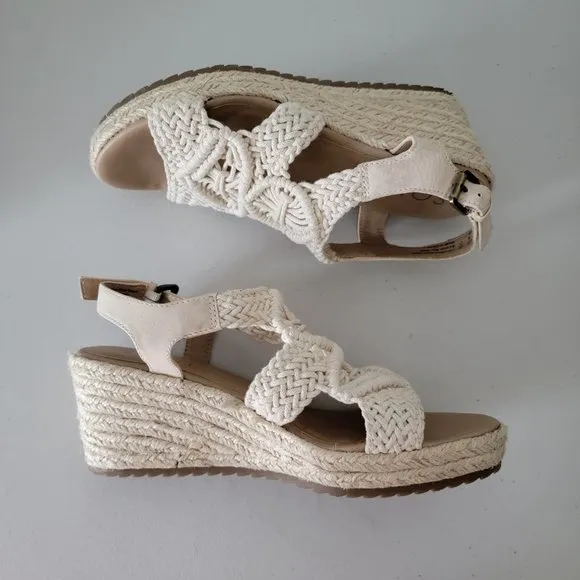 Soul Naturalizer Oasis Espadrille Wedge Macrame Sandals Womens 8 Cream Crochet