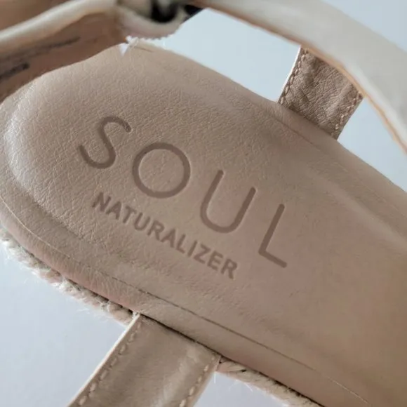 Soul Naturalizer Oasis Espadrille Wedge Macrame Sandals Womens 8 Cream Crochet