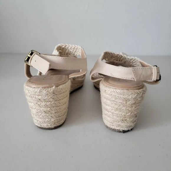 Soul Naturalizer Oasis Espadrille Wedge Macrame Sandals Womens 8 Cream Crochet