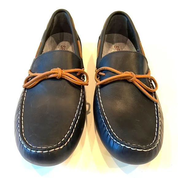 Sperry Davenport 1 Eye Navy Blue Driver Moccasin Toe Slip On Loafer Shoes Men 13