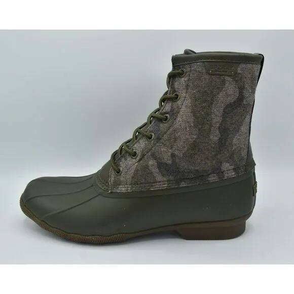 Sperry Mens Size 11.5 Saltwater Camo Water Resistant Lace Up Duck Boots Shoes