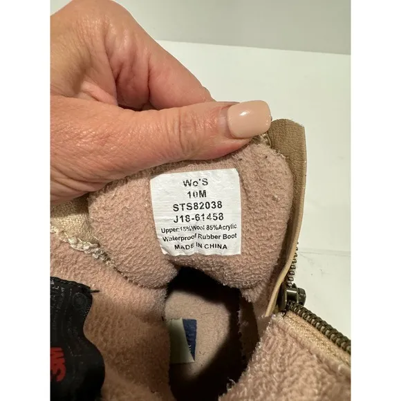 Sperry Pink Womens Duck Boots Rain STS82038 Shoes Size 10 Wool Lined Waterproof