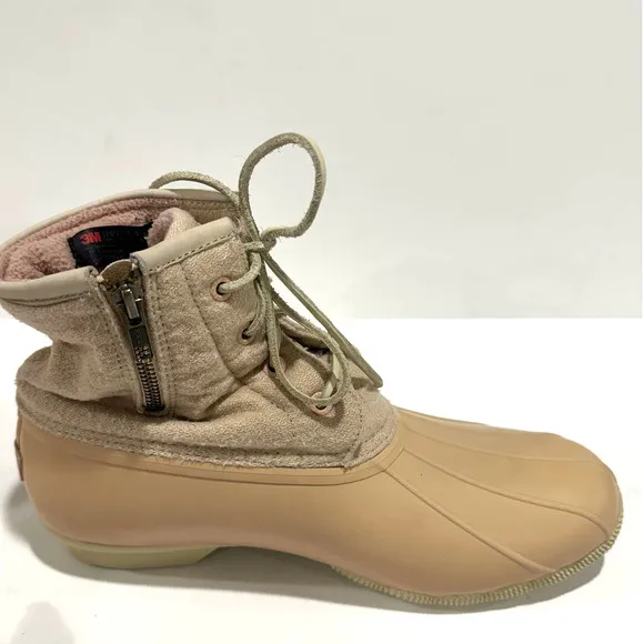 Sperry Pink Womens Duck Boots Rain STS82038 Shoes Size 10 Wool Lined Waterproof