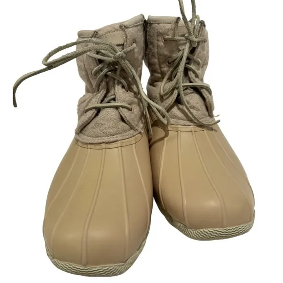 Sperry Pink Womens Duck Boots Rain STS82038 Shoes Size 10 Wool Lined Waterproof