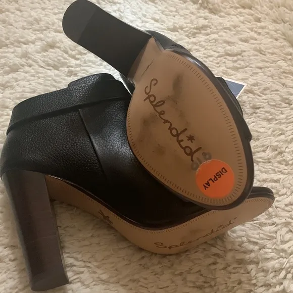 Splendid Black Leather Open Toe Booties