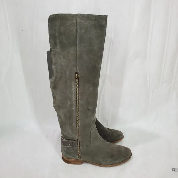 Splendid Polly Over The Knee Gray Suede Tall Boots Size 8