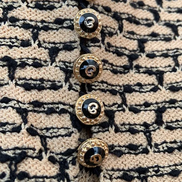 St John • By Marie Gray Gold &amp; Black Bouclé Tweed Knit Pencil Skirt Size 8