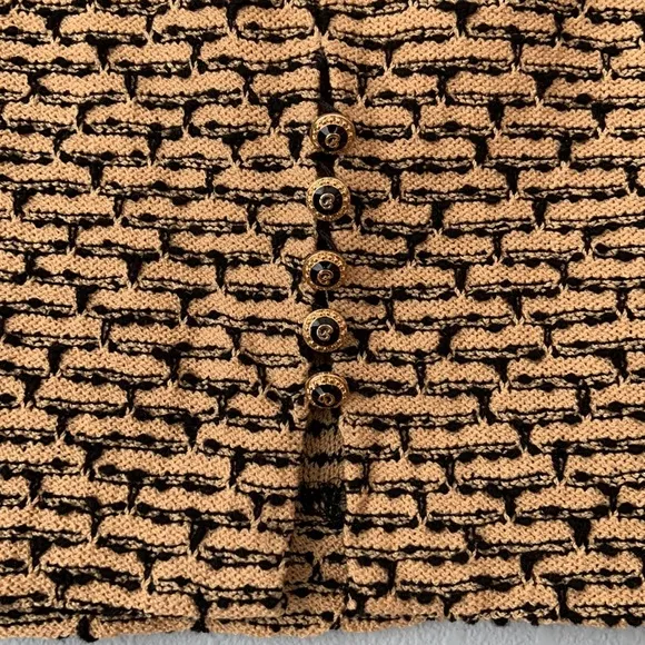 St John • By Marie Gray Gold &amp; Black Bouclé Tweed Knit Pencil Skirt Size 8