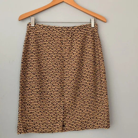 St John • By Marie Gray Gold &amp; Black Bouclé Tweed Knit Pencil Skirt Size 8