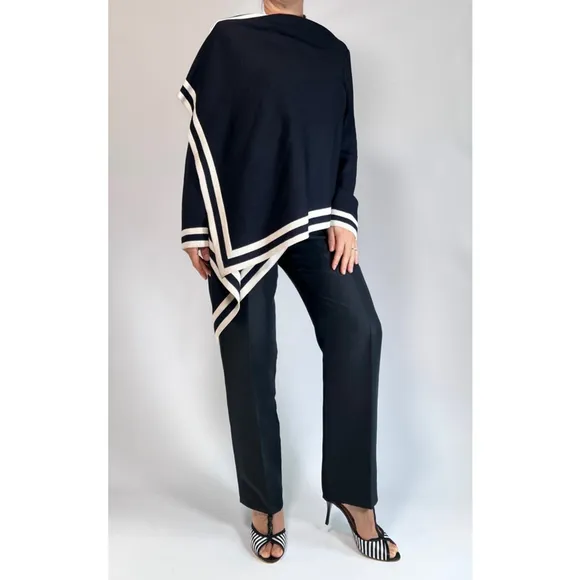 St. John Womans Cardigan Sweater NEW Wool Blend M Black White Geometric