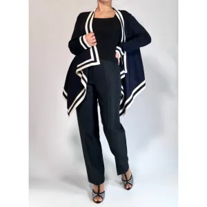 St. John Womans Cardigan Sweater NEW Wool Blend M Black White Geometric