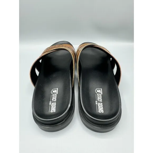 STACY ADAMS Men's Mondo Cross Strap Open Toe Slide Sandals, Size 12M, Cognac