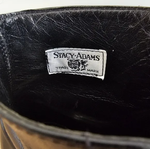 STACY ADAMS Vintage Mens Madison Black Leather, Cap Toe, Short Boots