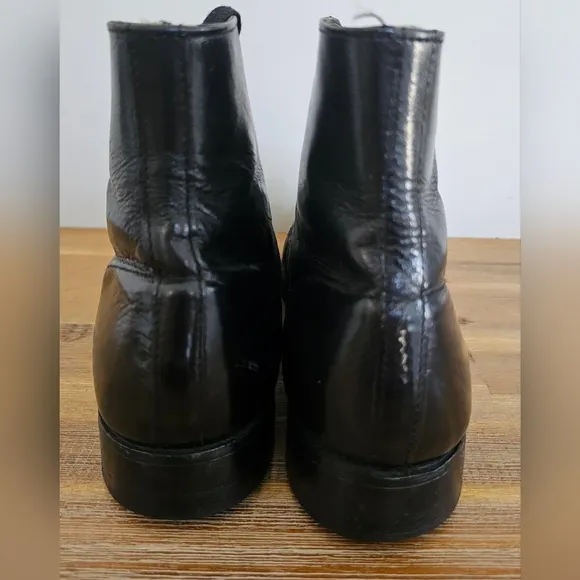 STACY ADAMS Vintage Mens Madison Black Leather, Cap Toe, Short Boots