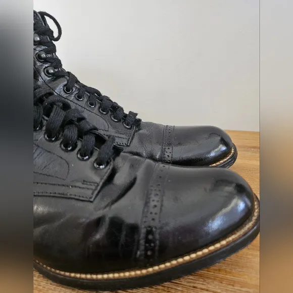 STACY ADAMS Vintage Mens Madison Black Leather, Cap Toe, Short Boots