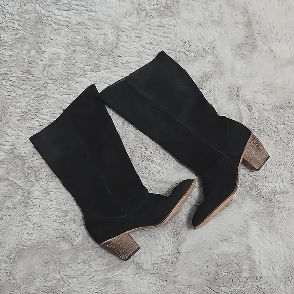 Steve Madden black suede leather tall boots