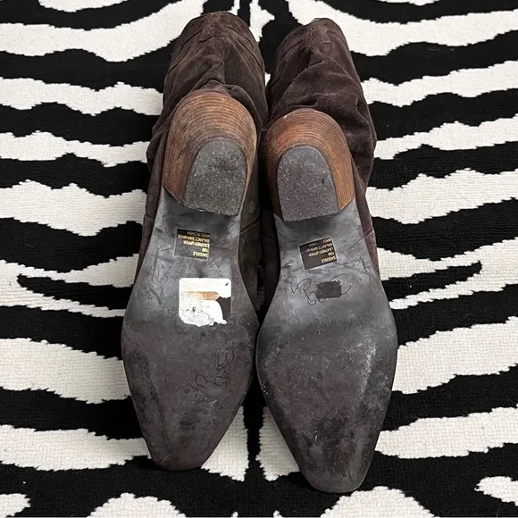 Steve Madden Chocolate Brown Suede Slouchy Saddle Cowboy Boots Size 10