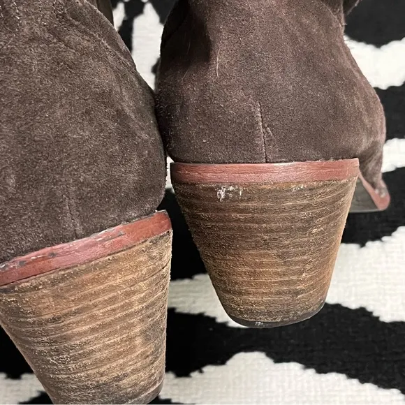 Steve Madden Chocolate Brown Suede Slouchy Saddle Cowboy Boots Size 10