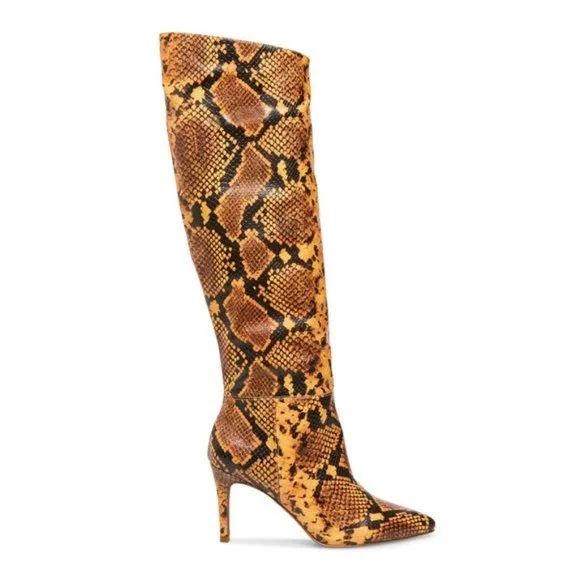 STEVE MADDEN Leather Stiletto Heel Tall Boots