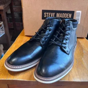Steve Madden mens P-Jelen short lace up chukka boots black 10.5
