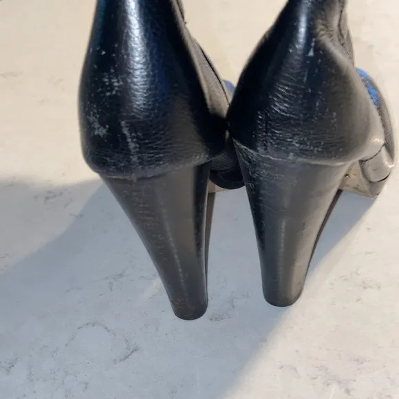 Steve Madden Tall Knee High Black Pebble Leather Heeled Boots Size 9