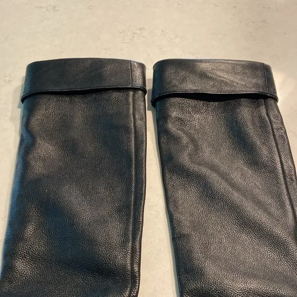 Steve Madden Tall Knee High Black Pebble Leather Heeled Boots Size 9