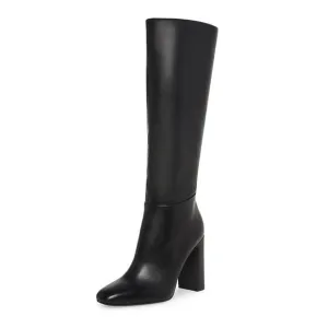 Steve Madden Women Ally Block Heel Tall Riding Boots Size US 8M Black Leather