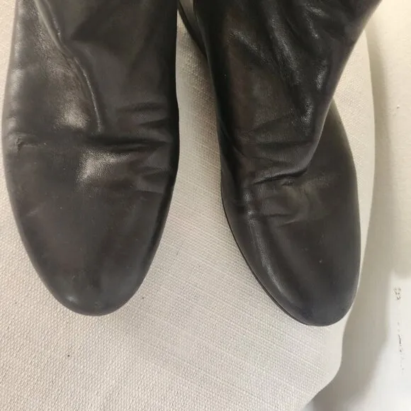 Stuart Weitzman Black Leather Tall Boots Slouch Boot Full Zip Size 7