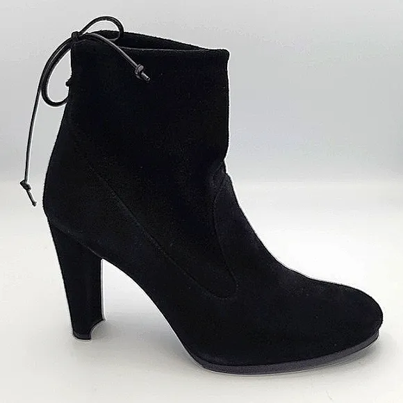STUART WEITZMAN Black Suede Ankle Boots with High Heels, Size 9