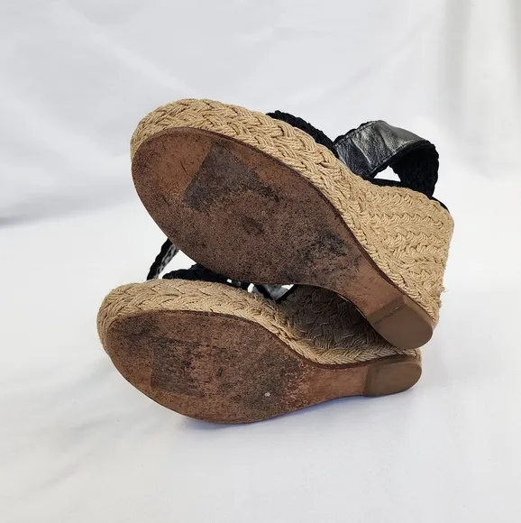 Stuart Weitzman Black Wedge Sandals
