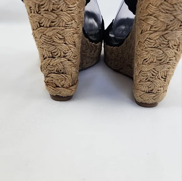 Stuart Weitzman Black Wedge Sandals