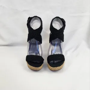 Stuart Weitzman Black Wedge Sandals