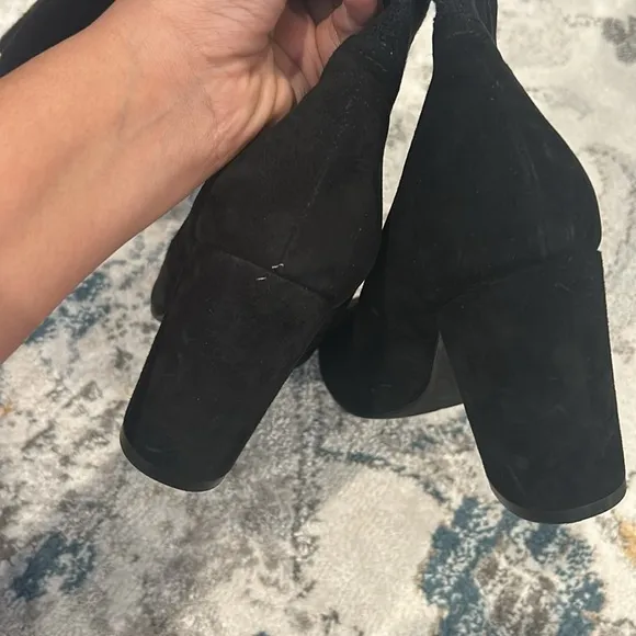 Stuart Weitzman Livia Suede Block Heel Tall Boots in black size 10
