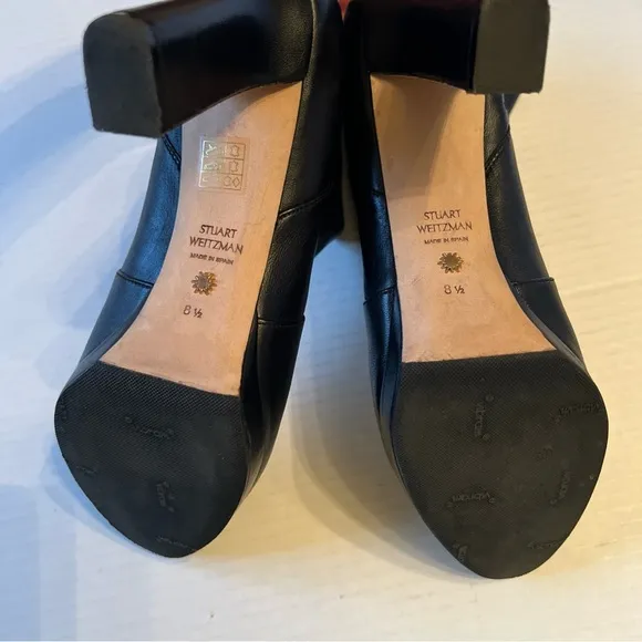 Stuart Weitzman Rosalind Sz 8.5 Black Leather Platform Boots Luxury