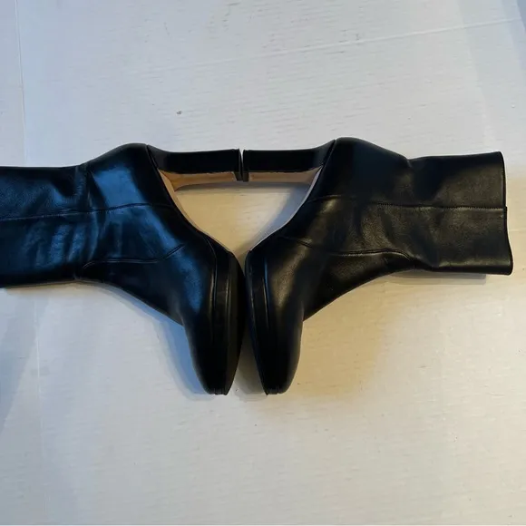 Stuart Weitzman Rosalind Sz 8.5 Black Leather Platform Boots Luxury