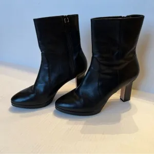 Stuart Weitzman Rosalind Sz 8.5 Black Leather Platform Boots Luxury